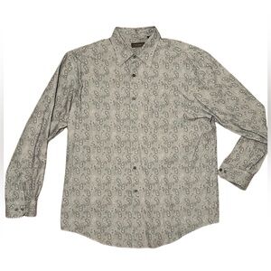 Joseph Abboud Light Gray Paisley Short-Sleeve Button-Down Shirt
